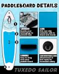 Tuxedo Sailor 10'6"×33"×6" Inflatable Stand Up Paddle Board with Premium SUP Accessories,Adults & Youth for All Skill Levels, Included with Board, Paddle, Pump, Fins, Backpack