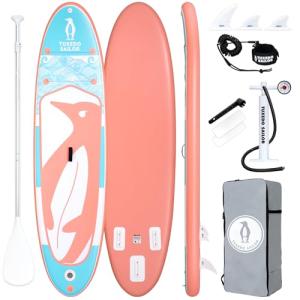 Tuxedo Sailor 10'6"×33"×6" Inflatable Stand Up Paddle Board with Premium SUP Accessories,Adults & Youth for All Skill Levels, Included with Board, Paddle, Pump, Fins, Backpack Pink and Blue
