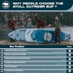 Atoll New 12ft Outrider Inflatable Stand Up Paddle Board | Extra Wide ISUP for Adults, Fishing, Touring & All Adventures | Stable 34" Paddle Board with Accessories, Dual Layer PVC, 400lb Capacity