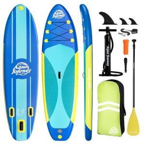 AquaJourney Inflatable Stand Up Paddle Board 10'6" x 31.5" - Non-Slip Deck Blow Up Paddleboard for Adults & Youth - Lightweight SUP with Pump, Paddle, Backpack & Leash - Stable for Lake & Ocean