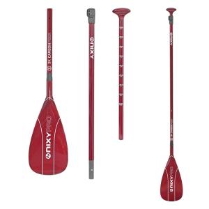 NIXY Full Carbon Fiber SUP Paddle – Adjustable 3 Piece Pro Paddle with ABS Blade Edge for Stand Up Paddle Board – Durable, Lightweight Floating Paddle (Red, Large - 94 sq in. Blade)