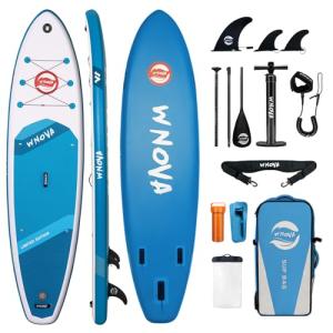 WNOVA 11' x 34" x 6" Stand Up Inflatable Paddle Board with Accessories and Camera Mount, Ultra-Light Inflatable Paddleboard, Extra Wide Paddle Boards for Adults, Youth, Beginners (Blue Ocean 11'x34)