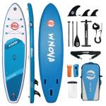 WNOVA 11' x 34" x 6" Stand Up Inflatable Paddle Board with Accessories and Camera Mount, Ultra-Light Inflatable Paddleboard, Extra Wide Paddle Boards for Adults, Youth, Beginners (Blue Ocean 11'x34)