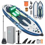 ZLX 11'6''x42'' Extra Wide Inflatable Fishing Paddle Board for Adults- Stable Non-Slip Deck Pad, Dual Reinforced Sides & Quiet Glide, 400lb Capacity SUP, Rod Holder, Camera Mount (Abyss Voyager)