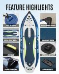 ZLX 11'6''x42'' Extra Wide Inflatable Fishing Paddle Board for Adults- Stable Non-Slip Deck Pad, Dual Reinforced Sides & Quiet Glide, 400lb Capacity SUP, Rod Holder, Camera Mount (Abyss Voyager)