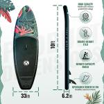 Crew Axel Inflatable Paddle Board 10’33’6” Extra Wide & Lightweight (18lb) Paddle Board – Premium SUP Set Includes 2 Bags, Floating Paddle, Camera Mount, 3 Fins, Dual Pump Kit (Floral 911)
