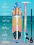11' Inflatable Stand Up Paddle Board – Extra Wide SUP Paddleboard for Adults, Premium Inflatable Board with Paddle, Pump, Fins, Backpack, Leash & Waterproof Bags (Ocean Bloom)