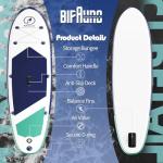 Bifanuo Inflatable Stand Up Paddle Board with SUP Accessories & Backpack. Non-Slip Deck,Wide Stance,Bottom Fin,Double Action Pump and Repair Kit.Youth & Adult Standing Boat