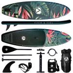 Crew Axel Inflatable Paddle Board 10’33’6” Extra Wide & Lightweight (18lb) Paddle Board – Premium SUP Set Includes 2 Bags, Floating Paddle, Camera Mount, 3 Fins, Dual Pump Kit (Floral 911)