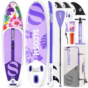 SLOOSH Inflatable Stand Up Paddle Board, 10'6" Paddle Boards with Premium Accessories, Non-Slip EVA Deck, Ultra-Light Carry Bag Pump, Ripple SUP for Youth & Adults of All Skill Levels