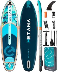 CETANA 11'6×35" Extra Wide Stand Up Paddle Board for Adults & Youth, 400lb Capacity Inflatable Paddle Board, Sup for 2+1 Person with Removable US Fin, 100L Backpack, Floating Paddle, Safety Leash