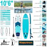 Napatron Inflatable Paddle Board, 10'6" Ultra Lightweight SUP with Adjustable Paddle, Anti-Slip Deck,Coiled Leash & Carry Bag,Stable All-Around Stand Up Paddle Board for Adults