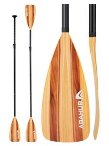 Abahub 4-Piece SUP Paddle/Kayak Oar, Adjustable Stand up Paddleboard Paddles, Lightweight Aluminum Alloy PU Coated Shaft Splicing Wood Print Plastic Blade