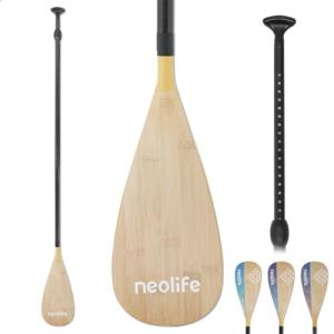 LINGVUM SUP Paddleboard Paddle with Carbon Fiber Shaft and Enhanced PP Blade, Adjustable Stand Up Paddle Board Paddle, 66-82" (170-210 cm), Bamboo Pattern