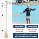 LINGVUM SUP Paddleboard Paddle with Carbon Fiber Shaft and Enhanced PP Blade, Adjustable Stand Up Paddle Board Paddle, 66-82" (170-210 cm), Bamboo Pattern