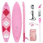 FREESUN Voyage 11’ × 32” Inflatable Stand Up Paddle Board, Touring SUP for Long-Distance Cruising, Stable Beginner Design with Dual Bungees, Camera Mount, Dual-Tech EVA, Heat-Fusion,Pink