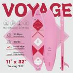 FREESUN Voyage 11’ × 32” Inflatable Stand Up Paddle Board, Touring SUP for Long-Distance Cruising, Stable Beginner Design with Dual Bungees, Camera Mount, Dual-Tech EVA, Heat-Fusion,Pink
