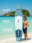 Inflatable Stand-Up Paddleboard - 11-Foot Paddle Board, 33-Inch Width Paddleboard, SUP Board, 10.6-Foot Paddle Board, PVC Blue Green White Wood Grain EVA
