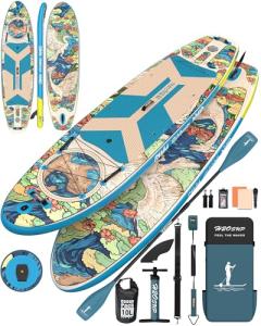 H2OSUP Inflatable Stand Up Paddle Boards - Extra Wide Paddleboard for Beginner, Super Stable Standup SUP Board with Premium Accessories,15 D-Rings,5 Handles,Camera Mount,Youth/Adults