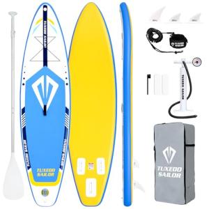 Tuxedo Sailor 10'6"×33"×6" Inflatable Stand Up Paddle Board with Premium SUP Accessories,Adults & Youth for All Skill Levels, Included with Board, Paddle, Pump, Fins, Backpack