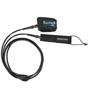 LINGVUM Surfboard Leash Premium Straight Surf Leash SUP Leg Rope 6/7/8/9 feet for Any Surfboards, Longboard, Paddleboard and Shortboard(Black,6FT)
