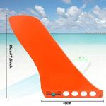 9'' SUP Single Center Fin, No Tool Fin Screw, Fiberglass Reinforeced 9 inch SUP Replacement Fins for Surfboard, Stand-up Paddle Board, Longboard, Orange
