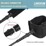 LINGVUM Surfboard Leash Premium Straight Surf Leash SUP Leg Rope 6/7/8/9 feet for Any Surfboards, Longboard, Paddleboard and Shortboard(Black,6FT)