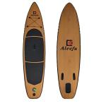 10'6''ft Inflatable Surfboard Wood Grain SUP Paddle Board Double Thick Brushed PVC Paddle Racing