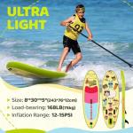 Quashley Kids Stand Up Paddle Board, Inflatable Paddleboards with Sup Board Accessories, Durable, Stable Design, Wide Non-Slip Deck, Hand Pump, Adjustable Aluminum Paddle,Surfboard Youth & Kids