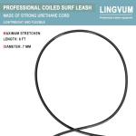 LINGVUM Surfboard Leash Premium Straight Surf Leash SUP Leg Rope 6/7/8/9 feet for Any Surfboards, Longboard, Paddleboard and Shortboard(Black,6FT)