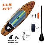 10'6''ft Inflatable Surfboard Wood Grain SUP Paddle Board Double Thick Brushed PVC Paddle Racing