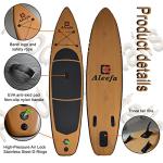 10'6''ft Inflatable Surfboard Wood Grain SUP Paddle Board Double Thick Brushed PVC Paddle Racing