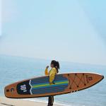 10'6''ft Inflatable Surfboard Wood Grain SUP Paddle Board Double Thick Brushed PVC Paddle Racing