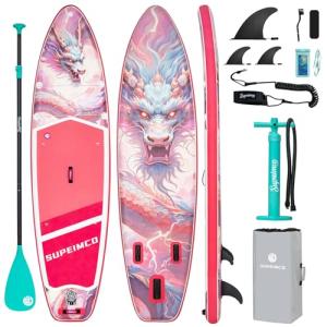 SUPEIMCO Inflatable Stand Up Paddle Board - Upgraded Glue-Free Hot Melt Technology, Long Service Life, 10'6", Anti-Slip EVA Deck, Full SUP Accessories, Included for Adults Youth All Skill Levels