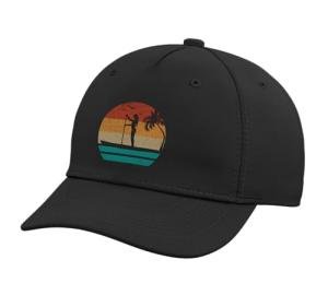 SUP Surfer Water Sports SUP Girl Sunset Stand Up Paddleboard Adjustable Printed Baseball Hat, Black