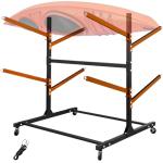 4 Levels Adjustable Kayak Storage Rack, Heavy Duty Freestanding Sup Storage Stand for Outdoor Use, Storage Rack for Kayaks, SUPs, Canoe and Paddleboard,… (Wood)