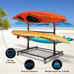 4 Levels Adjustable Kayak Storage Rack, Heavy Duty Freestanding Sup Storage Stand for Outdoor Use, Storage Rack for Kayaks, SUPs, Canoe and Paddleboard,… (Wood)