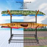 4 Levels Adjustable Kayak Storage Rack, Heavy Duty Freestanding Sup Storage Stand for Outdoor Use, Storage Rack for Kayaks, SUPs, Canoe and Paddleboard,… (Wood)