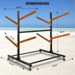 4 Levels Adjustable Kayak Storage Rack, Heavy Duty Freestanding Sup Storage Stand for Outdoor Use, Storage Rack for Kayaks, SUPs, Canoe and Paddleboard,… (Wood)