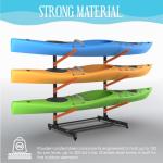 3 Levels Kayak Storage Rack, Heavy Duty Freestanding Sup Storage Stand, Storage Rack for Kayaks, SUPs, Canoe and Paddleboard for Indoor, Outdoor, Garage, Shed, Dock…(Wood)