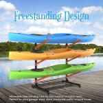3 Levels Kayak Storage Rack, Heavy Duty Freestanding Sup Storage Stand, Storage Rack for Kayaks, SUPs, Canoe and Paddleboard for Indoor, Outdoor, Garage, Shed, Dock…(Wood)