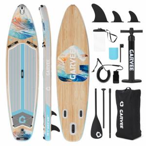 Wood Grain Stand Up Paddle Board,Ultra-Light Stand Up Paddle Board with Premium SUP Paddleboard Accessories, Wide Stable Design, Non-Slip Comfort Deck for All Skill Levels
