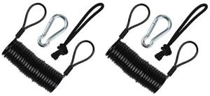 Branded Boards-Railz Steel Coiled Safety Leash, Heavy Duty Wrist Cuff, Carabiner & Paracord loop. Boogie Board, Snowboard, Surf Board, SUP, Ski Scooter, Snowskate, Sled, Dog Pet Lanyard (Basic-2-Pack)