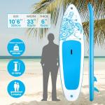 FEATH-R-LITE Inflatable Paddle Board Stand Up Paddleboards for Adults SUP with Premium Accessories Pump, Adjustable Paddle, Leash, Three Fins, Backpack (Light Blue)