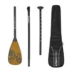 NIXY Full Carbon Fiber SUP Paddle – Adjustable 3 Piece Pro Paddle with ABS Blade Edge for Stand Up Paddle Board – Durable, Lightweight Floating Paddle (Bamboo, Large - 94 sq in. Blade)