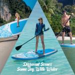 FEATH-R-LITE Inflatable Paddle Board Stand Up Paddleboards for Adults SUP with Premium Accessories Pump, Adjustable Paddle, Leash, Three Fins, Backpack (Light Blue)