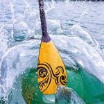 NIXY Full Carbon Fiber SUP Paddle – Adjustable 3 Piece Pro Paddle with ABS Blade Edge for Stand Up Paddle Board – Durable, Lightweight Floating Paddle (Bamboo, Large - 94 sq in. Blade)