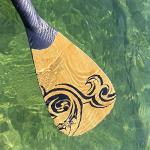 NIXY Full Carbon Fiber SUP Paddle – Adjustable 3 Piece Pro Paddle with ABS Blade Edge for Stand Up Paddle Board – Durable, Lightweight Floating Paddle (Bamboo, Large - 94 sq in. Blade)