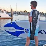 NIXY Full Carbon Fiber SUP Paddle – Adjustable 3 Piece Pro Paddle with ABS Blade Edge for Stand Up Paddle Board – Durable, Lightweight Floating Paddle (Bamboo, Large - 94 sq in. Blade)