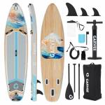 Wood Grain Stand Up Paddle Board,Ultra-Light Stand Up Paddle Board with Premium SUP Paddleboard Accessories, Wide Stable Design, Non-Slip Comfort Deck for All Skill Levels